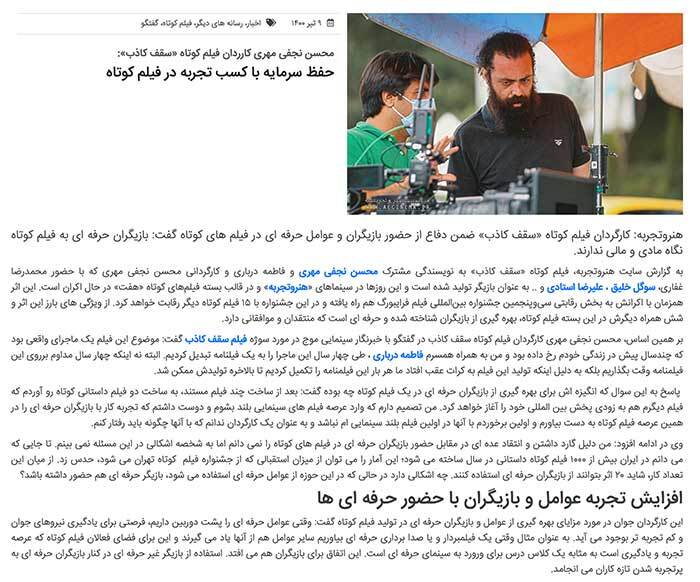 مصاحبه در مورد حضور بازیگران حرفه ای در فیلم